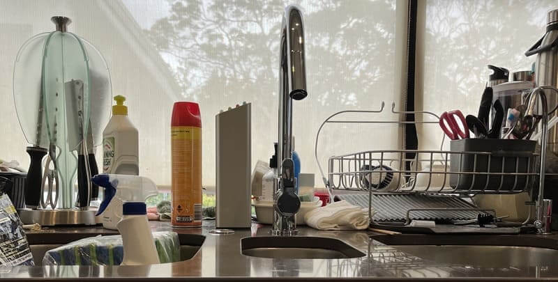 A kitchen mixer tap
