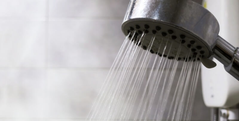 Hot water flowing from shower