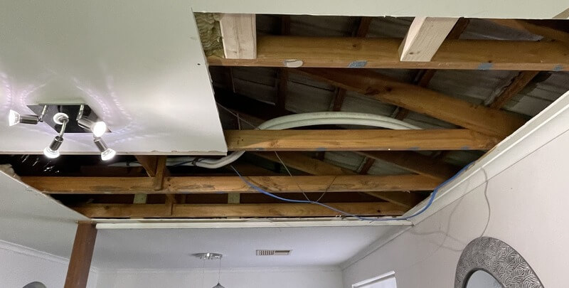 Roof plumbing problems in ceiling