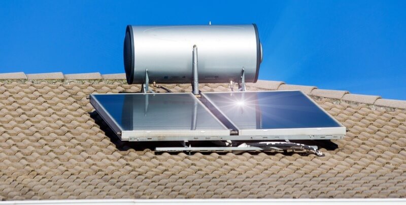 Solar hot water system on the roof